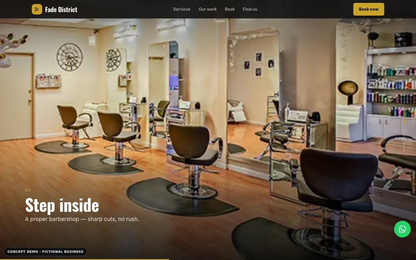 Showcase chapter caption in the barbershop demo