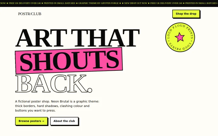 Neon Brutal theme preview