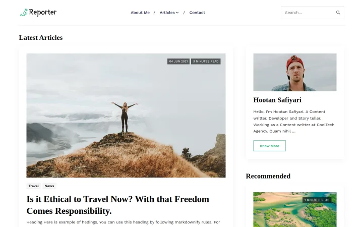 Reporter — editorial website themes