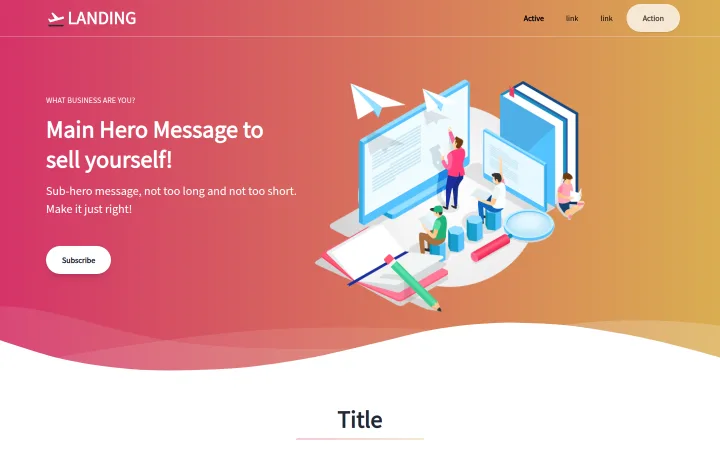 Gradient Landing theme preview